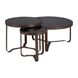 Mesita Marrón Oscuro Metal-Cristal 40 X 40 X 45 cm