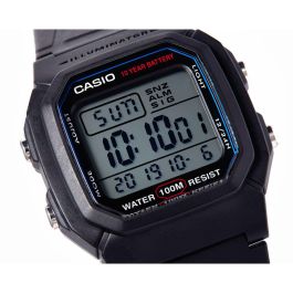 CASIO W800H1AVES Reloj de Hombre Quartz Digital Cronógrafo 10 ATM con Correa de Resina Negra y Esfera Gris