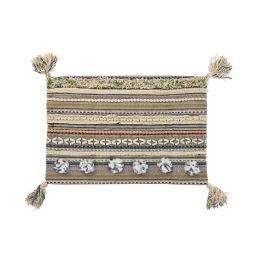 DKD Home Decor Funda Cojín Decorativa Multicolor de Algodón y Poliéster con Diseño de Flecos y Cierre de Cremallera 40 x 60 cm