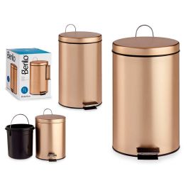 Papelera con Pedal Berilo 7L Metal Oro 20.5x30.5x26 cm (4 Unidades) Precio: 56.50000015. SKU: S3609371