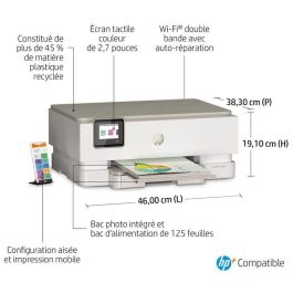 HP 242P6B V2 Impresora Multifunción Envy Inspire 7220e WiFi Doble Banda, Dúplex Automático, Imprime Escanea Copia, Color Blanca