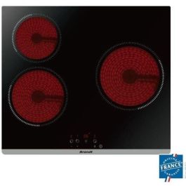 BRANDT BPV6320 - Placa vitrocerámica-3 zonas-5300W-L60cm-Revestimiento de vidrio-Negro