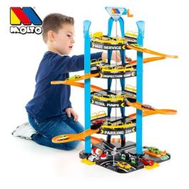 Molto Parking de 5 plantas con lavadero, elevador y rampas para coches, ideal para niños +3 años. Juguete de Plástico 57x56x75 cm