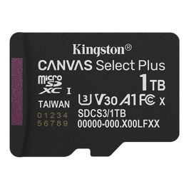 Kingston Canvas Select Plus Gen3 microSDXC 1TB U3 V30 A1 Clase 10 150MB/s w/o ADP Precio: 145.50000014. SKU: B16XB9BLMZ