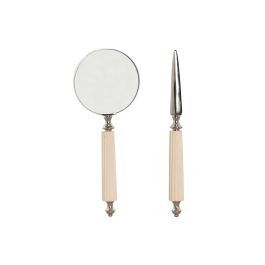 Lupa De Mano Colonial DKD Home Decor Blanco Plateado 8 x 30 x 8 cm Set de 2 Lupa De Mano Colonial DKD Home Decor Blanco Plateado 8 x 30 x 8 cm Set de 2