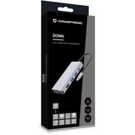 Conceptronic Docking Station USB Tipo C 10 en 1 con HDMI, VGA, USB-C PD, USB 3.0, GbE, AUX, Soporte 4K