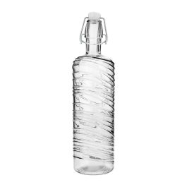 Quid Botella Mesa Aire Vidrio con Tapón 1 L Transparente con Relieve Ecológico Higiénico Larga Duración Precio: 3.50000002. SKU: S2703512