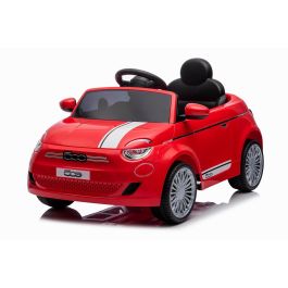 Fiat 500 Coche Eléctrico Infantil 12V Rojo con Licencia Oficial, Luces, Sonidos, USB, Suspensión y Puertas Abribles