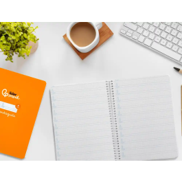 Liderpapel Cuaderno Pautaguía A5 Tapa Dura 80 Hojas Cuadro Pautado 4mm Naranja