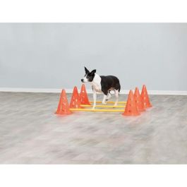 Trixie Kit de Agility para Perros - Lote de 3 Obstáculos con Conos Naranja y Amarillo Ø 23x30 cm y Barras 78 cm