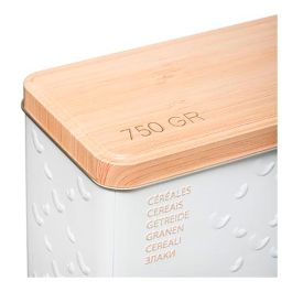5Five Caja Metálica para Cereales 750g Scandi Nature - Almacenaje de Cocina Blanco/Beige en Metal