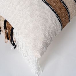 Cojín Blanco-Ocre Algodón/Terciopelo 50 X 50 cm