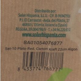 Algon Set 10 Platos Redondos Cartón Kraft 22 cm (24 Unidades)