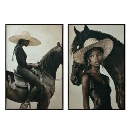 DKD Home Decor Cuadro Colonial Negro Beige Caballo Chica 123x83 cm Velvet y Ps (2 Unidades) Precio: 111.94999981. SKU: B15HW4T365