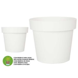 Maceta Plastico Blanca Con Reserva Agua 30Cm Ibergarden (6 Unidades)