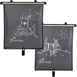 Dreambaby DRE9312742402389 Estor Enrollable para Ventana de Coche, Doble Cara Cebra y Tigre, Ajustable, 2 Unidades