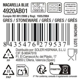 La Mediterranea Plato Hondo Macarella Blue Colección 870, Ø21x4 cm (18 Unidades)