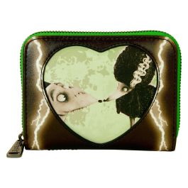 Loungefly Cartera Disney Sparky Frankenweenie Brilla Oscuridad - Piel Sintética con Glitter 12.5x10cm, 4 Ranuras Tarjeta