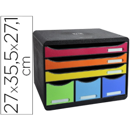 Exacompta Fichero Cajones Sobremesa Iderama Arlequín, 6 Cajones Multicolores, Clasificador DIN A4+, 270x355x271 mm Precio: 64.49999985. SKU: B1FA998GN4