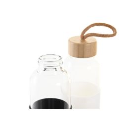 DKD Home Decor Botella Basicos Blanco Negro 6.6 x 23 x 6.6 cm (4 Unidades) Borosilicato Bambu 550ml