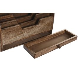 DKD Home Decor Organizador de Almacenamiento Estilo Urban Softedges de Madera de Mango Natural Marrón Redondeado para Hogar y Oficina 11x17x30 cm