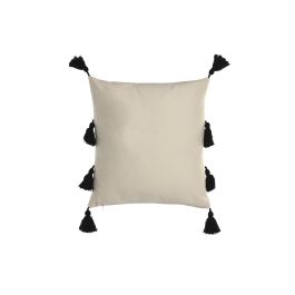 DKD Home Decor Cojin Urban Blanco Negro 45 x 45 cm (2 Unidades) Polyester con Borlas