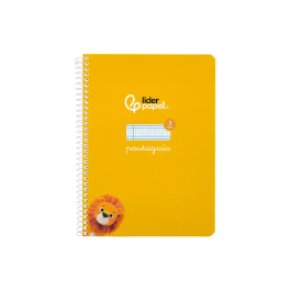 Liderpapel Cuaderno espiral Pautaguía A5 tapa blanda 40 hojas cuadro pautado 3mm color amarillo