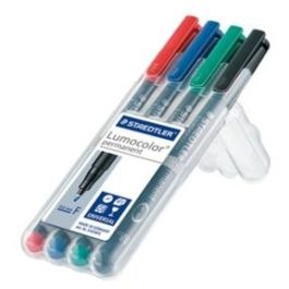 Staedtler 318 Wp Rotulador Permanente Lumocolor para Retroproyección y Múltiples Superficies Punta Fina 0,6 mm Estuche 4 Colores