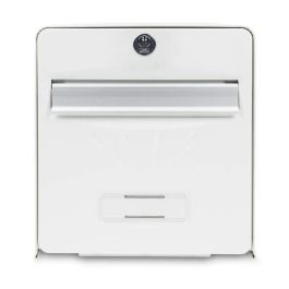 BURG WACHTER Buzón costero de acero galvanizado - Puerta trasera de cristal - Blanco BURG WACHTER Buzón costero de acero galvanizado - Puerta trasera de cristal - Blanco