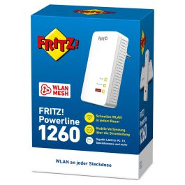 AVM FRITZ! Powerline 1260E Adaptador Powerline WiFi 1200 Mbit/s con Puerto Ethernet Gigabit Blanco 1 Unidad