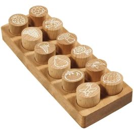 COLOP 165226. Sello de Madera Redondo de Caucho. Set 'Mix' de 12 Piezas, Diámetro 3 cm