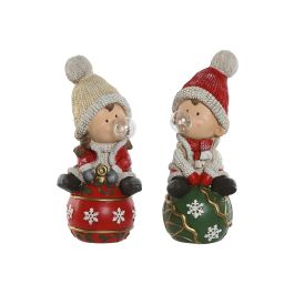 DKD Home Decor Figura Navidad Tradicional Magnesia LED Verde Rojo Blanco 51x23x20.5 cm Funciona con 3 Pilas AAA 2 Unidades