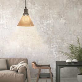 Home Deco Light Lámpara Colgante Cristal Ahumado Ámbar Luminaire Cónica Retro Contemporáneo Pantalla 18x13,5 cm Cable Negro 80 cm.