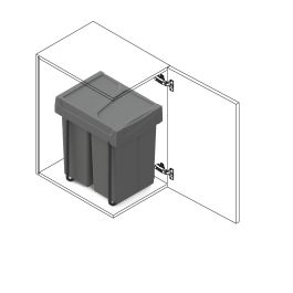 Emuca Contenedor de reciclaje para fijación inferior y extracción manual en mueble de cocina Recycle 2x25litros, Plástico gris antracita