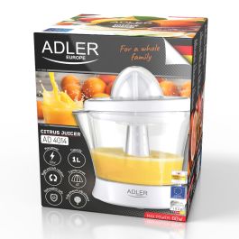 Adler AD 4014 Exprimidor Eléctrico Blanco 1L, 60W con 2 Conos, Giro Izquierda/Derecha y Regulador de Pulpa