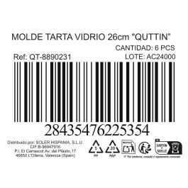 Quttin Molde para Tarta de Vidrio Ø26 cm - 2.2L (6 Unidades)