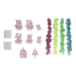 Paladone Vinilo Decorativo Peppa Pig Brilla en la Oscuridad con 200 Estrellas, 6 Personajes, Cohete y Casa