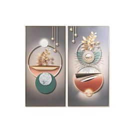 DKD Home Decor Cuadro Decorativo Abstracto Glam Beige Verde 160x80 cm Set de 2 Unidades de Aluminio Mdf