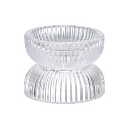Giftdecor Portavela de Cristal Transparente, Cuenco Doble, Dimensiones 8x6x8 cm (Set de 24)