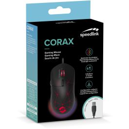 Speedlink CORAX Ratón Gaming Óptico USB 3200 DPI con Cable Ergonómico Negro para Mano Derecha