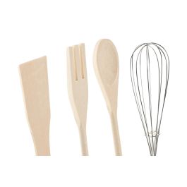 DKD Home Decor Bote Utensilios Scandi Set de 5, Gres y Rubberwood, Verde, Rosa, Gris Oscuro, Natural, 10x14x10 cm, Apto Lavavajillas