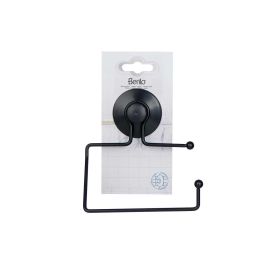 Berilo Portarrollos de Metal Negro Mate con Ventosa, 12x14x3.5 cm, Plástico ABS y Acero (12 Unidades) Berilo Portarrollos de Metal Negro Mate con Ventosa, 12x14x3.5 cm, Plástico ABS y Acero (12 Unidades)