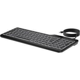 HP 400 Teclado con Cable Retroiluminado Blanco Cálido, Teclas Silenciosas, 12 Programables, Delgado y Desinfectable