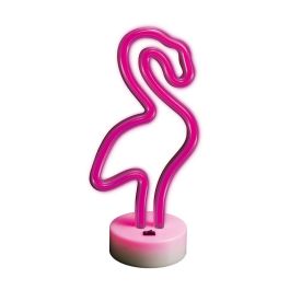 Forever Lámpara Neon LED On A, iluminación decorativa, tecnología LED eficiente, soporte de sobremesa, funciona con USB o pilas AA, color rosa