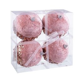 Bolas de Navidad Rosa Dorado Polyfoam Tejido 10 x 10 x 10 cm (4 Unidades) Precio: 12.9349003751. SKU: B149NXQG89