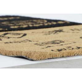 DKD Home Decor Felpudo Basicos Fibra Coco y PVC Marrón Claro Negro 60x40x1.5 cm Motivos Llaves y Mascarilla Pack 6 Unidades
