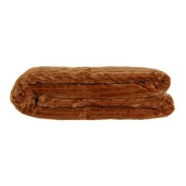 DKD Home Decor Manta Scandi de Poliéster con Borreguito, Color Terracota, 200x150 cm, 260 GSM