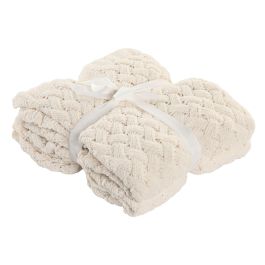 DKD Home Decor 2c25 Manta de Sofá Urban Crudo de Punto Poliéster 400 gsm para Salón Dormitorio 170 x 130 cm Pack de 2 Unidades