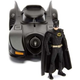 Coche metal batmóvil 1989, incluye figura batman de metal 7 cm escala 1:24 30x15x11 cm