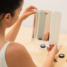 Espejo de Maquillaje Tríptico Recargable con Aumento y Luz LED Miled InnovaGoods